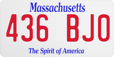 MA license plate 436BJ0