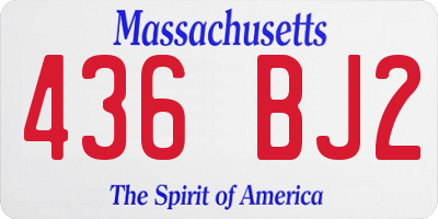 MA license plate 436BJ2