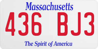 MA license plate 436BJ3