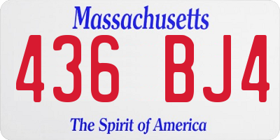 MA license plate 436BJ4