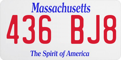 MA license plate 436BJ8