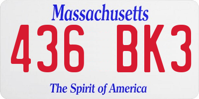 MA license plate 436BK3