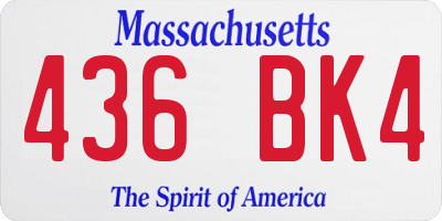 MA license plate 436BK4