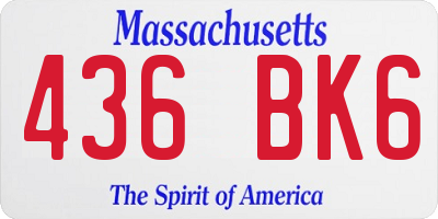 MA license plate 436BK6