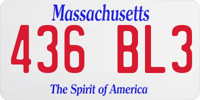 MA license plate 436BL3