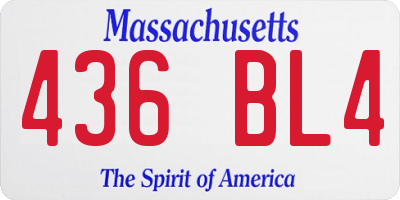 MA license plate 436BL4