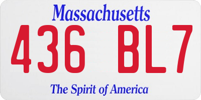 MA license plate 436BL7