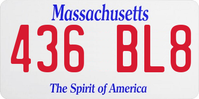 MA license plate 436BL8