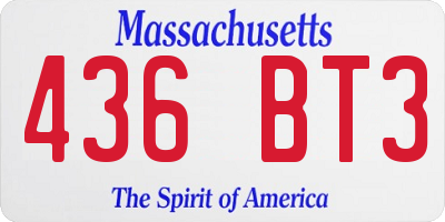 MA license plate 436BT3