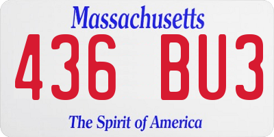 MA license plate 436BU3