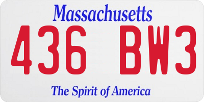 MA license plate 436BW3