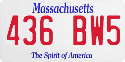 MA license plate 436BW5