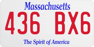 MA license plate 436BX6