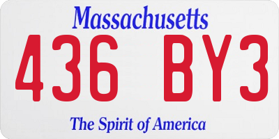 MA license plate 436BY3