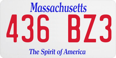 MA license plate 436BZ3