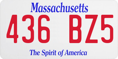 MA license plate 436BZ5