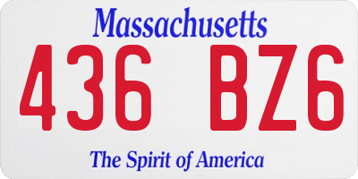MA license plate 436BZ6