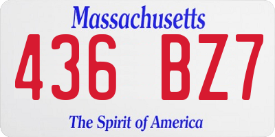 MA license plate 436BZ7