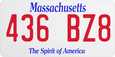 MA license plate 436BZ8