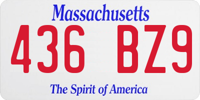 MA license plate 436BZ9