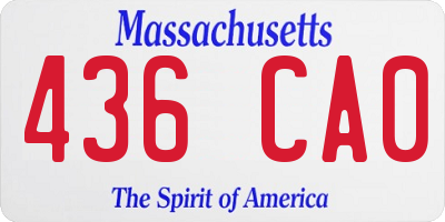 MA license plate 436CA0