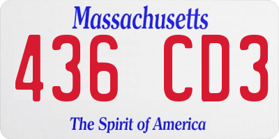 MA license plate 436CD3