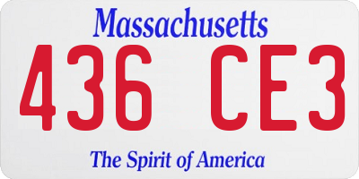 MA license plate 436CE3