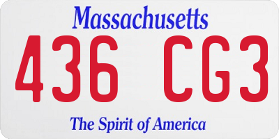 MA license plate 436CG3