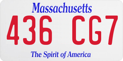 MA license plate 436CG7