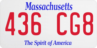 MA license plate 436CG8