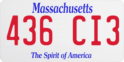 MA license plate 436CI3