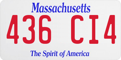 MA license plate 436CI4