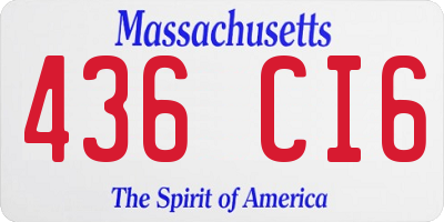MA license plate 436CI6