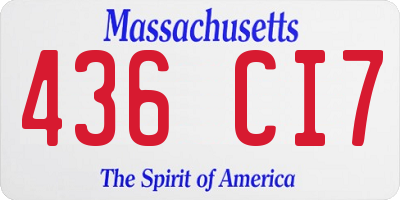 MA license plate 436CI7