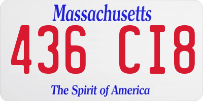 MA license plate 436CI8