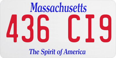 MA license plate 436CI9