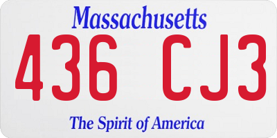MA license plate 436CJ3