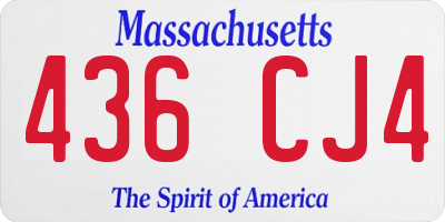 MA license plate 436CJ4