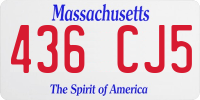 MA license plate 436CJ5