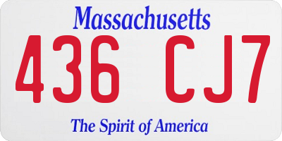 MA license plate 436CJ7