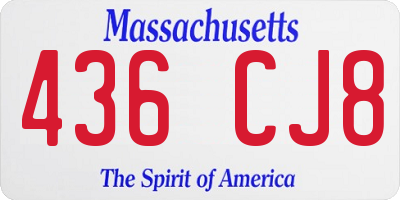 MA license plate 436CJ8