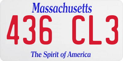 MA license plate 436CL3