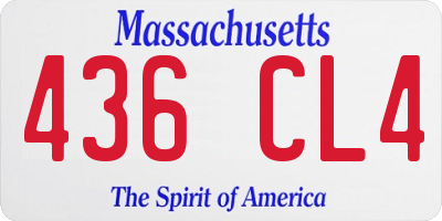 MA license plate 436CL4
