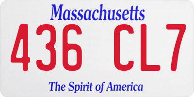 MA license plate 436CL7