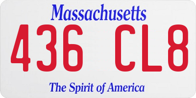 MA license plate 436CL8