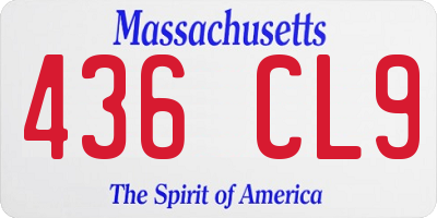 MA license plate 436CL9