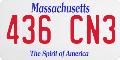 MA license plate 436CN3