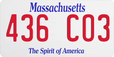 MA license plate 436CO3