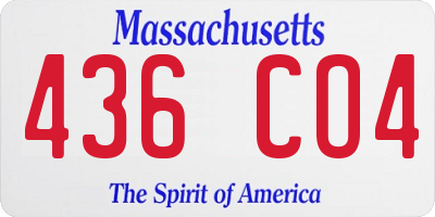 MA license plate 436CO4