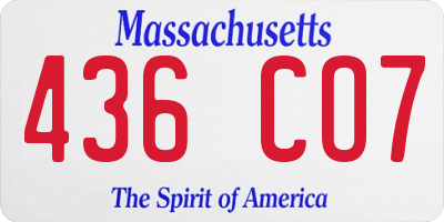 MA license plate 436CO7